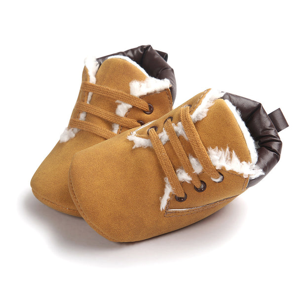 Winter Baby Boys Shoes Suede Leather Sneaker Toddler Baby Shoes Anti-Slip Soft Soled Lace up Snow Boots Warm Baby Boot