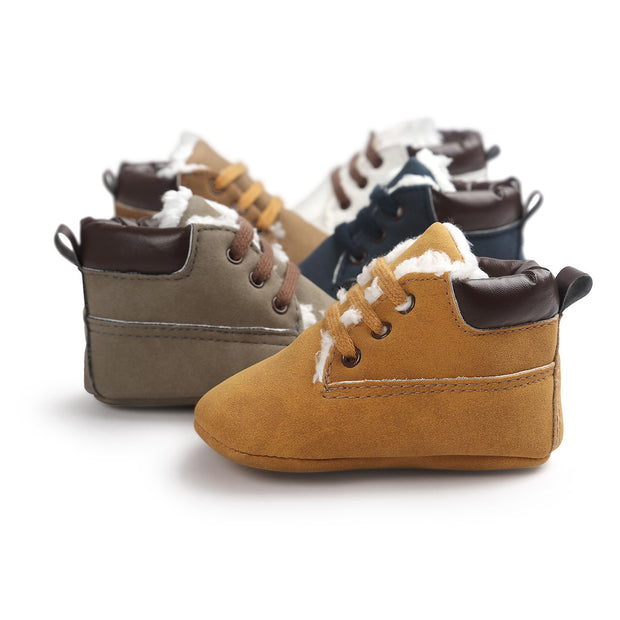 Winter Baby Boys Shoes Suede Leather Sneaker Toddler Baby Shoes Anti-Slip Soft Soled Lace up Snow Boots Warm Baby Boot