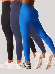 3 Pack Women's Yoga Leggings With High Waistband, Moisture-Wicking, And Stretchy, Perfect For Outdoor Activities And Fitness