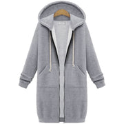 Hooded Long Sleeve Sweater Fleece Long Jacket