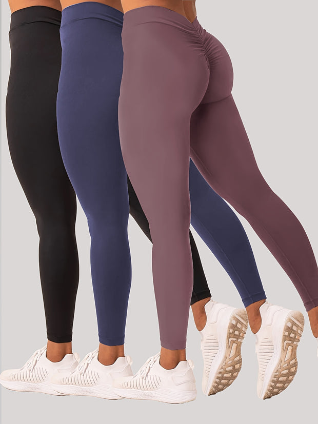 3 Pack Women's Yoga Leggings With High Waistband, Moisture-Wicking, And Stretchy, Perfect For Outdoor Activities And Fitness