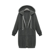 Hooded Long Sleeve Sweater Fleece Long Jacket